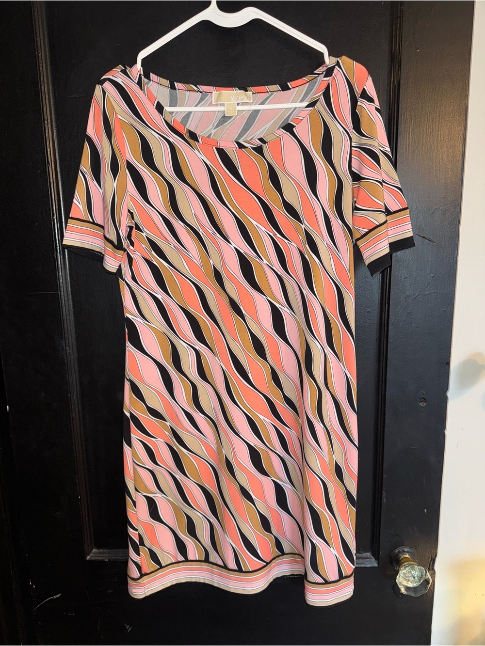 Michael Kors Coral Pink Multicolor Print Dress